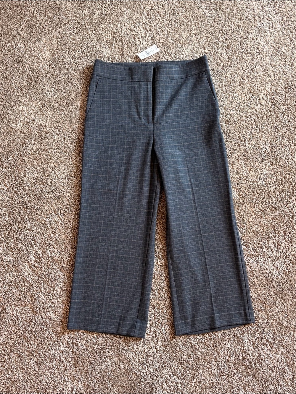 NWT Ann Taylor Dark Blue Plaid Dress Pants, Cropped, Size 8 - Picture 1 of 8